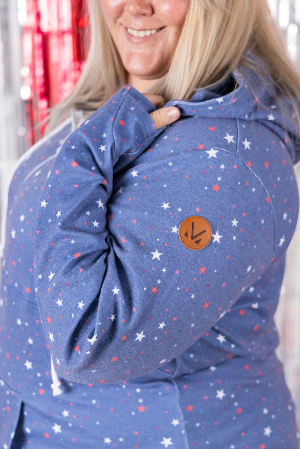 Michelle Mae HalfZip Hoodie - Faded Navy Liberty Stars