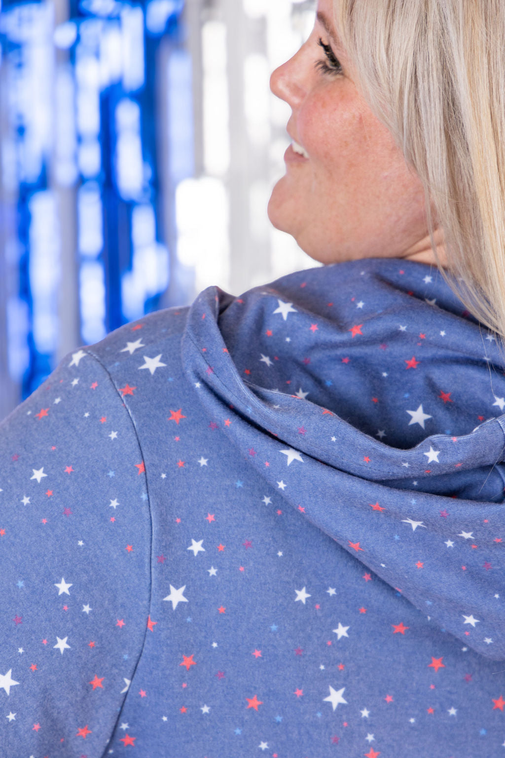 Michelle Mae HalfZip Hoodie - Faded Navy Liberty Stars