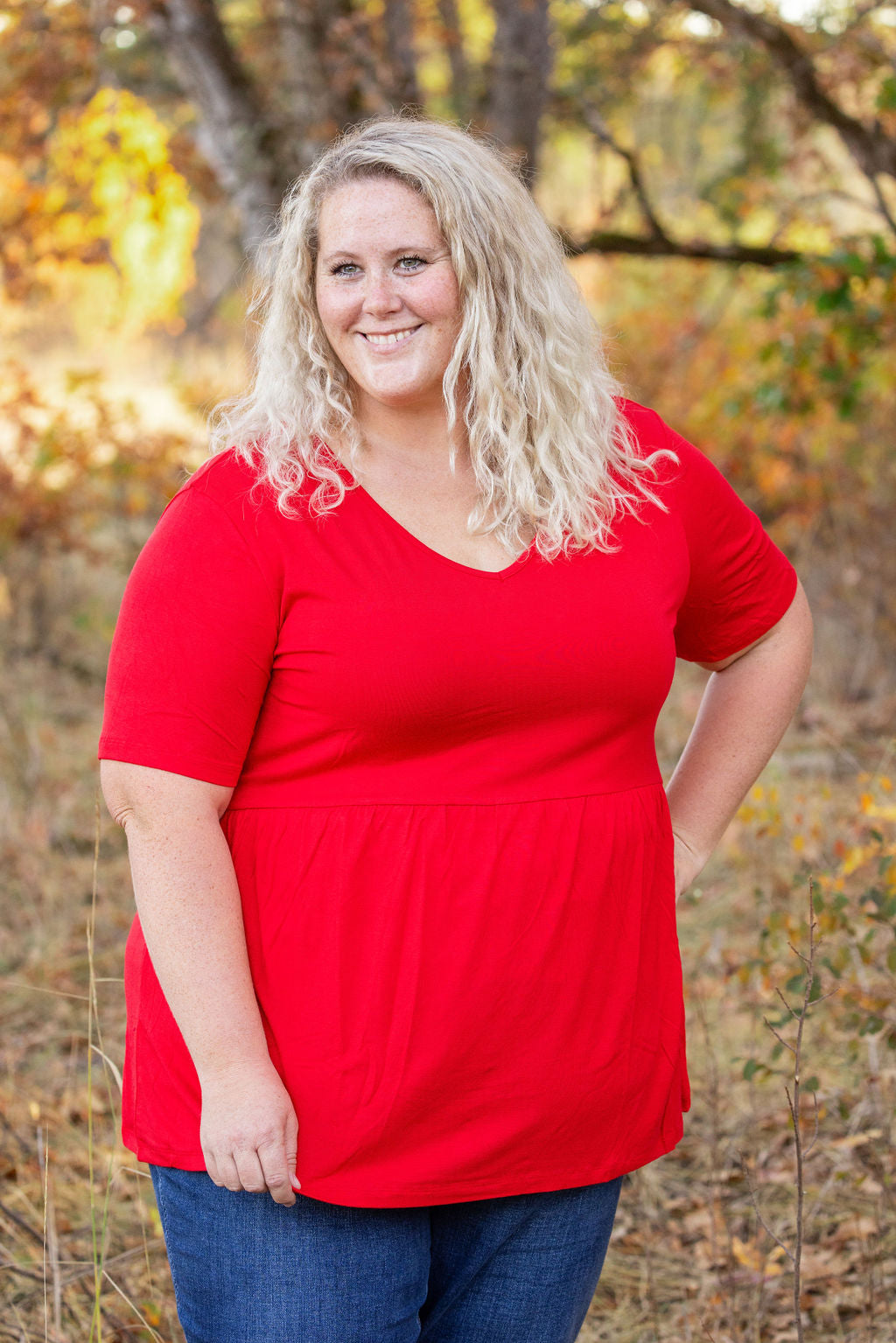 Michelle Mae Sarah Ruffle Short Sleeve - Red
