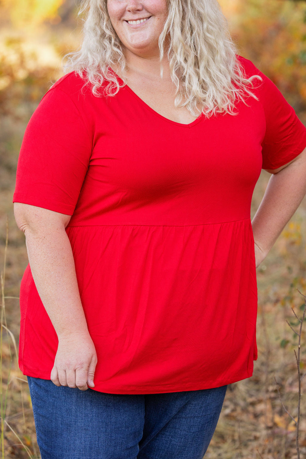 Michelle Mae Sarah Ruffle Short Sleeve - Red