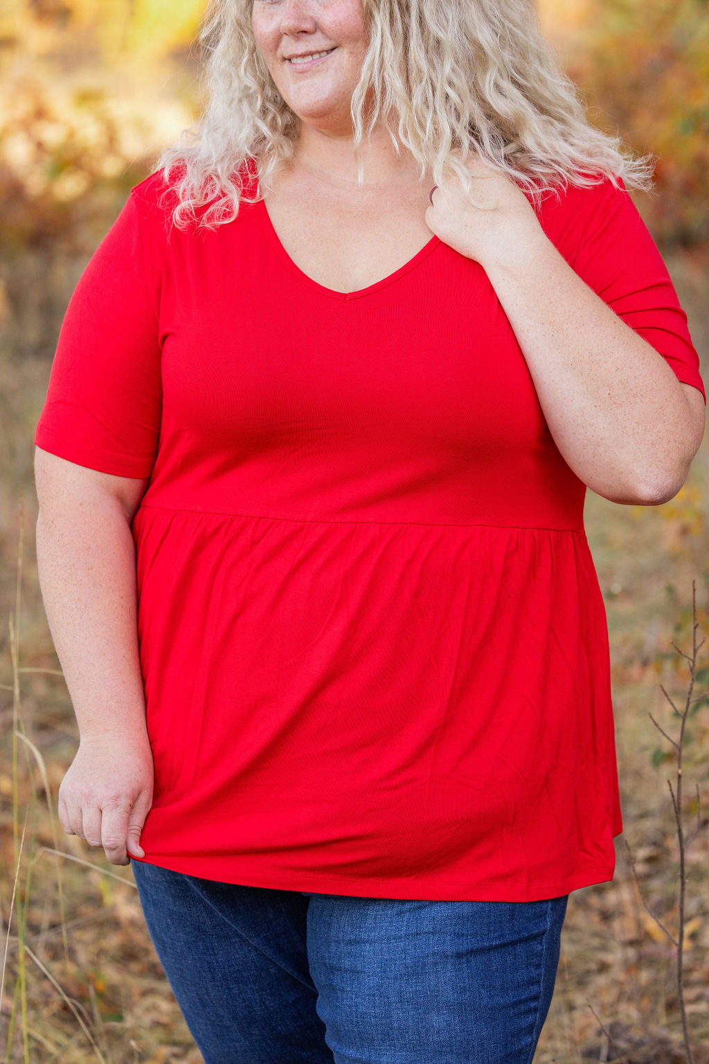 Michelle Mae Sarah Ruffle Short Sleeve - Red