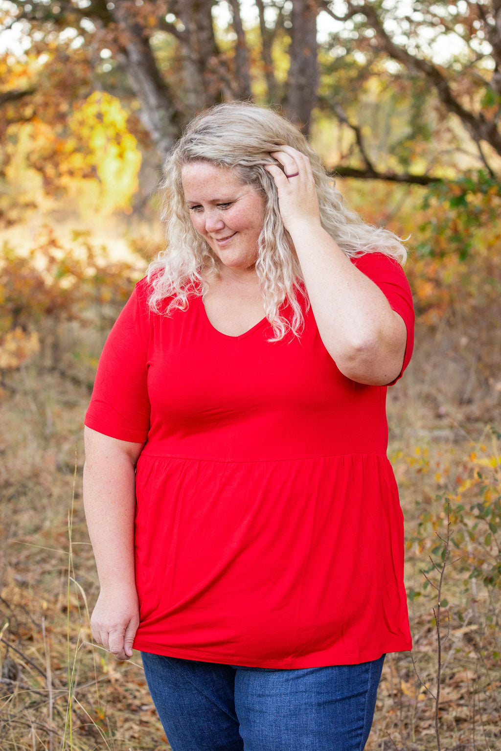 Michelle Mae Sarah Ruffle Short Sleeve - Red