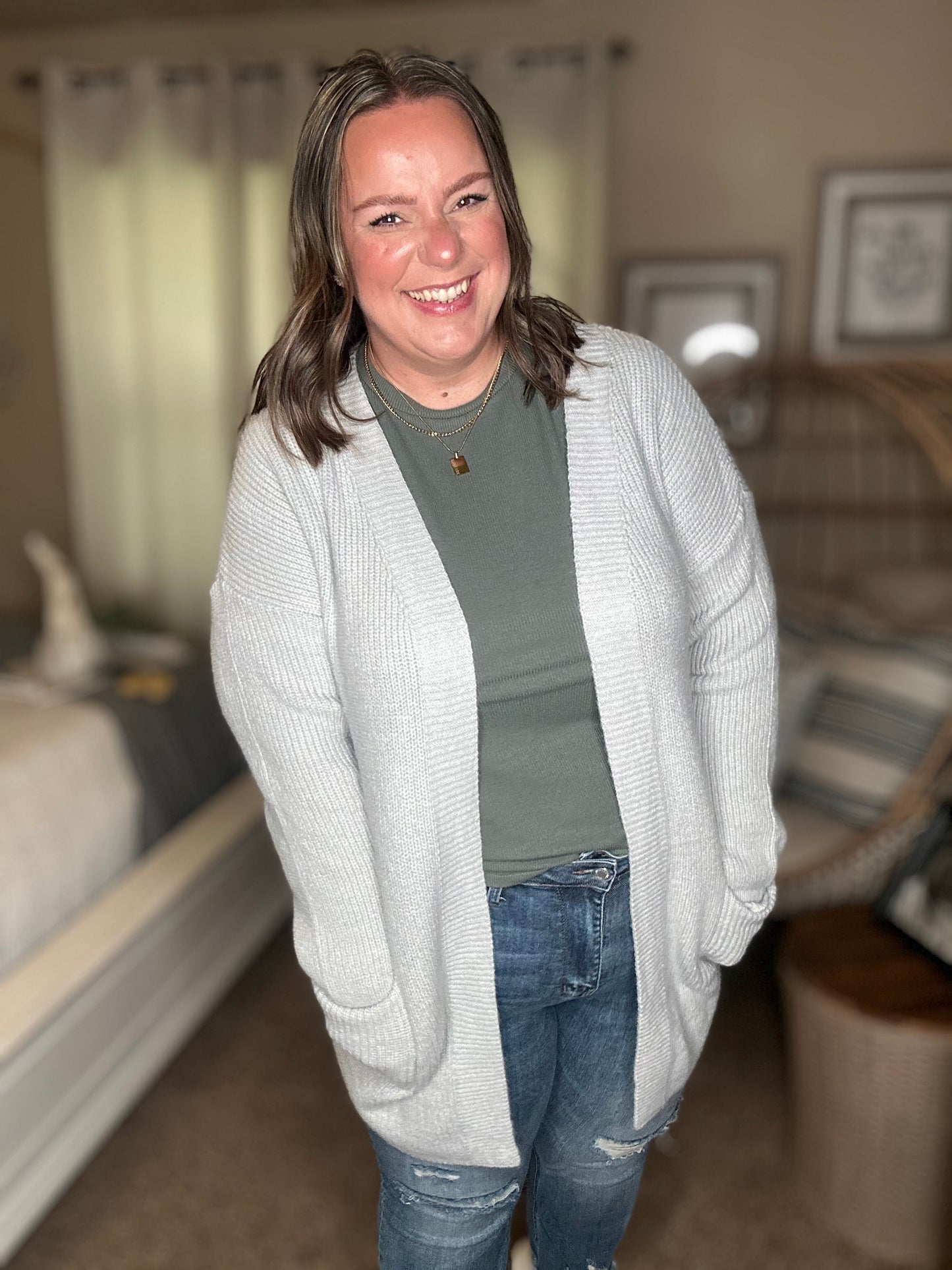 Michelle Mae Layla Sweater Cardigan - Grey