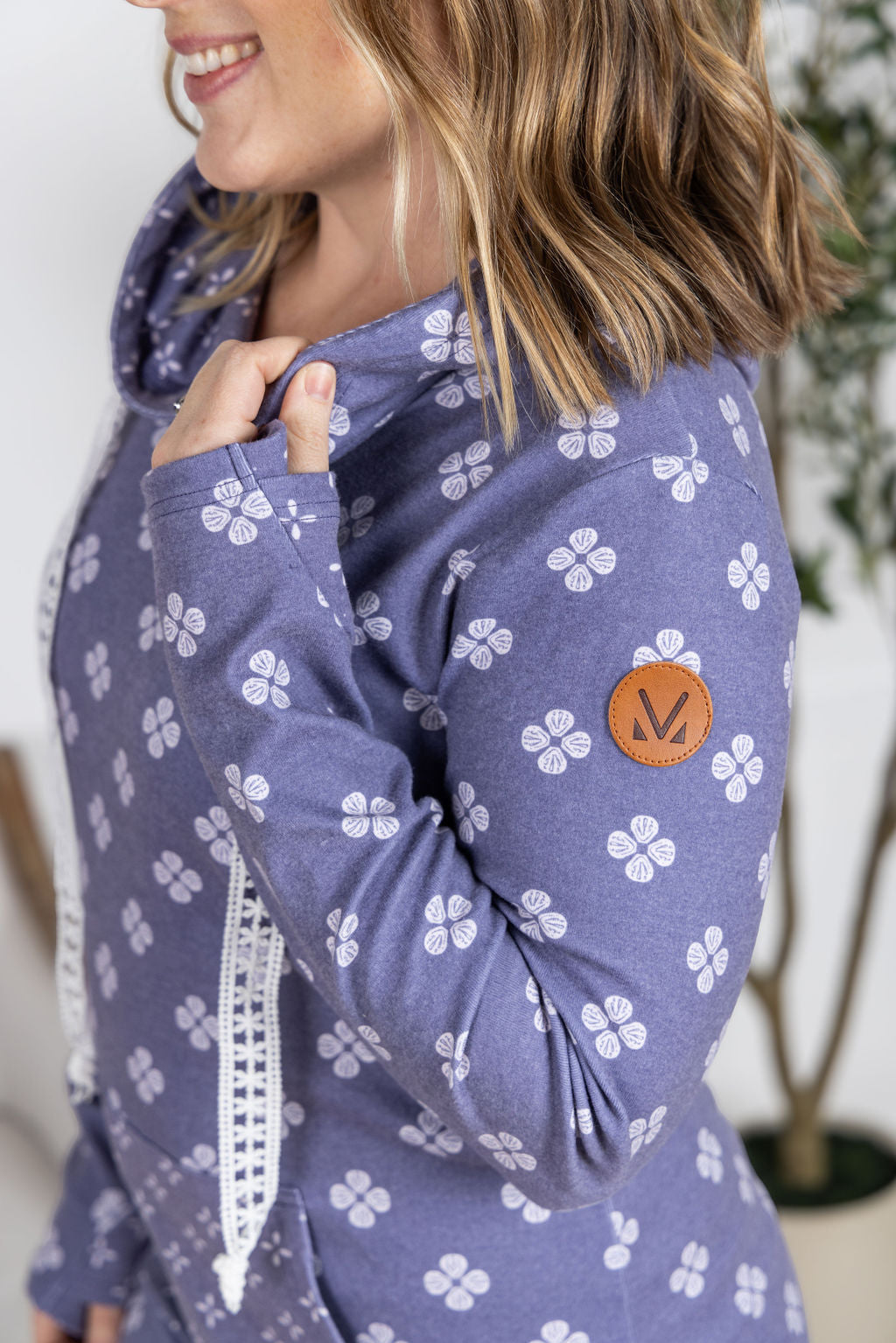 Michelle Mae Hailey Pullover Hoodie - Slate Purple Floral