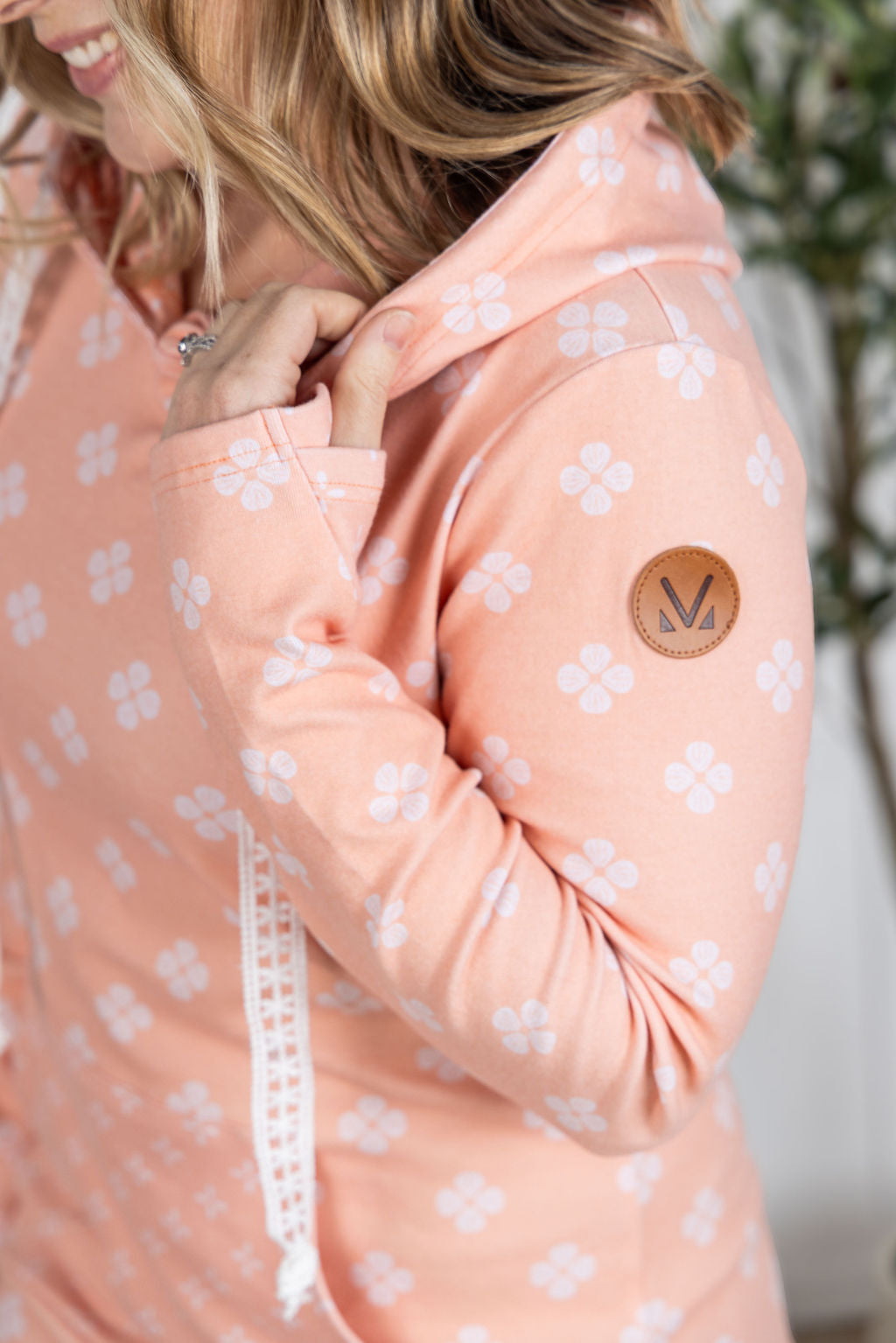 Michelle Mae Hailey Pullover Hoodie - Coral Floral