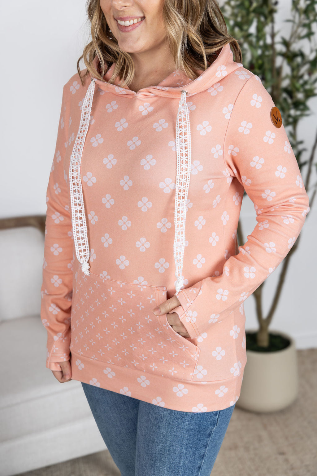 Michelle Mae Hailey Pullover Hoodie - Coral Floral