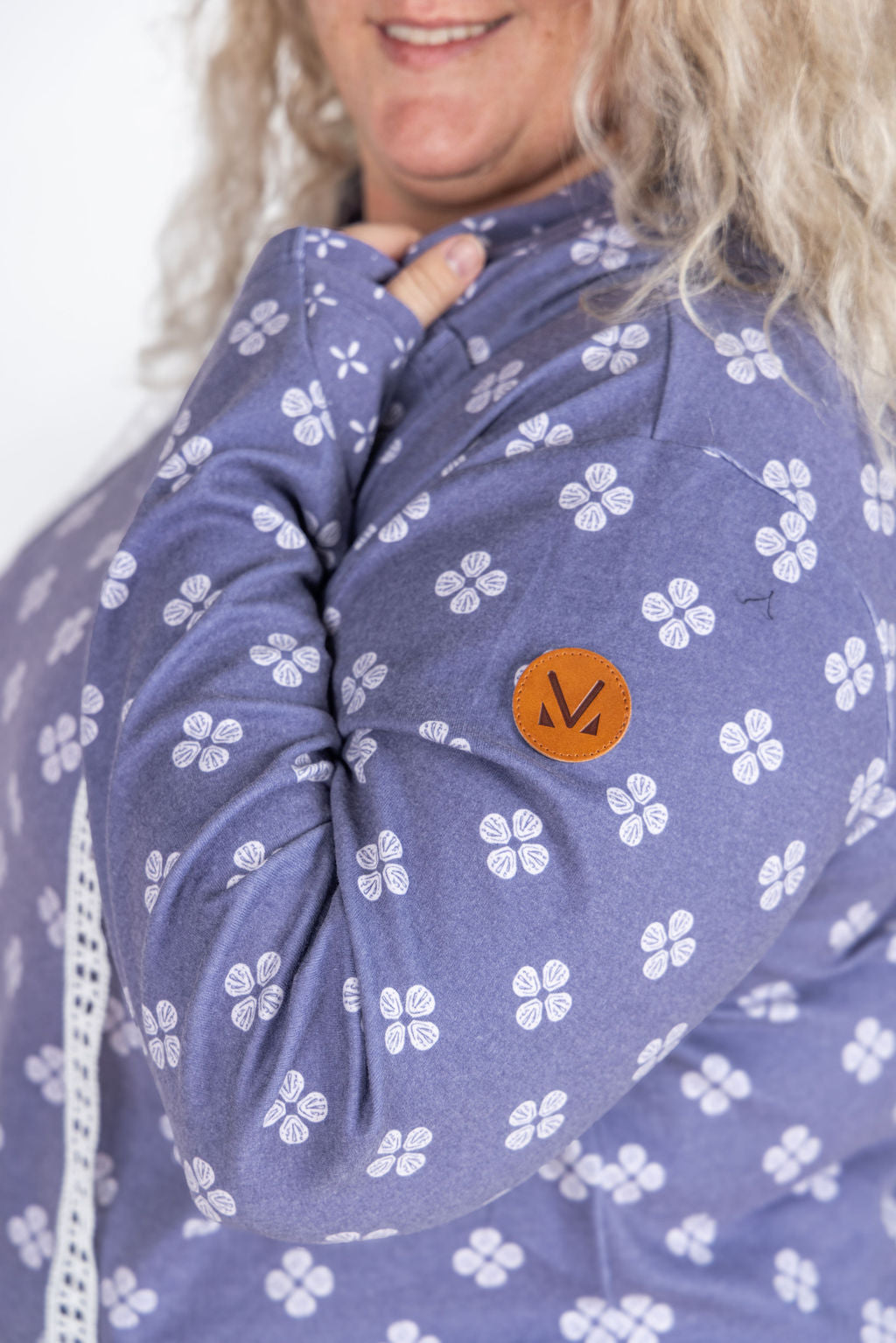 Michelle Mae Hailey Pullover Hoodie - Slate Purple Floral
