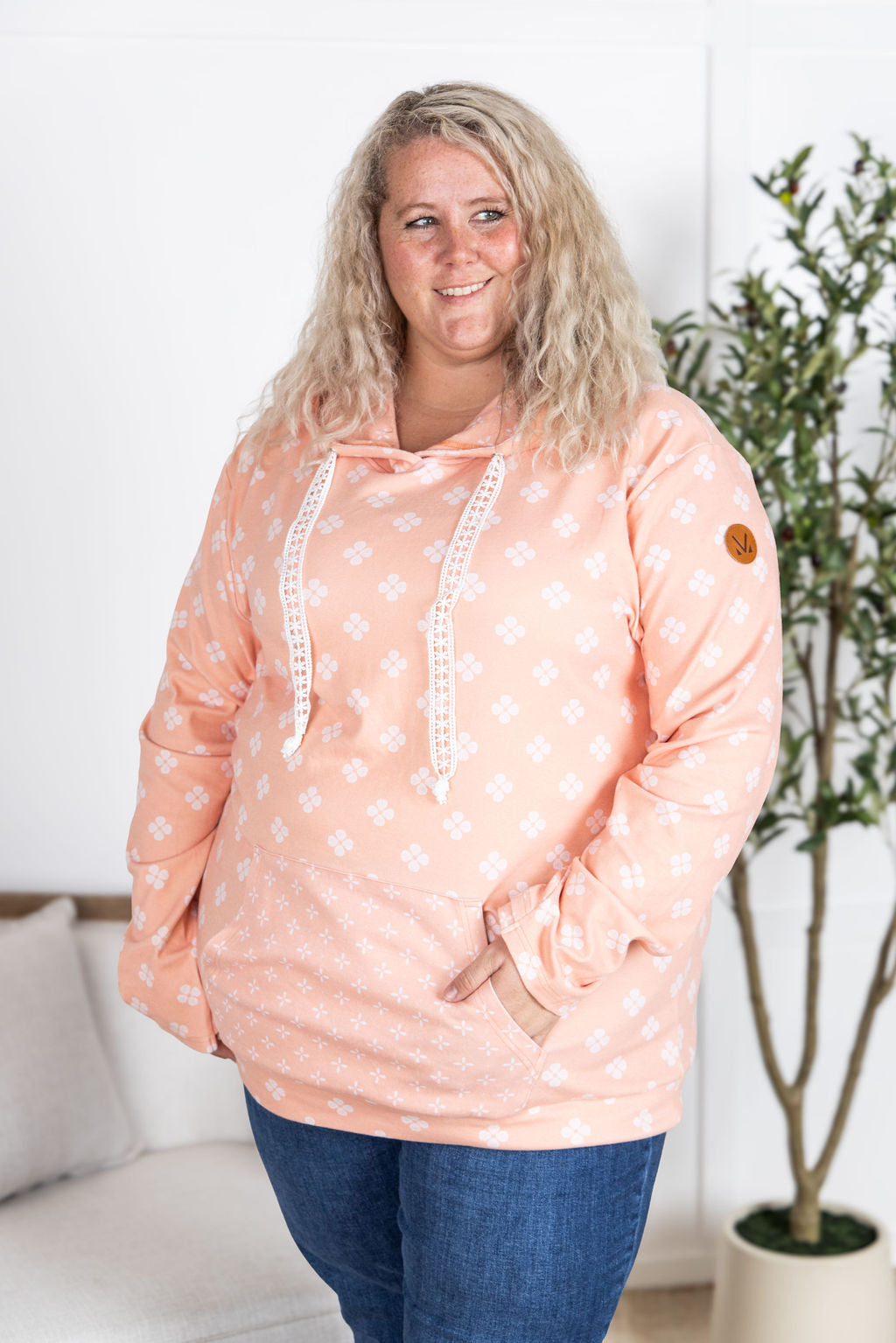 Michelle Mae Hailey Pullover Hoodie - Coral Floral