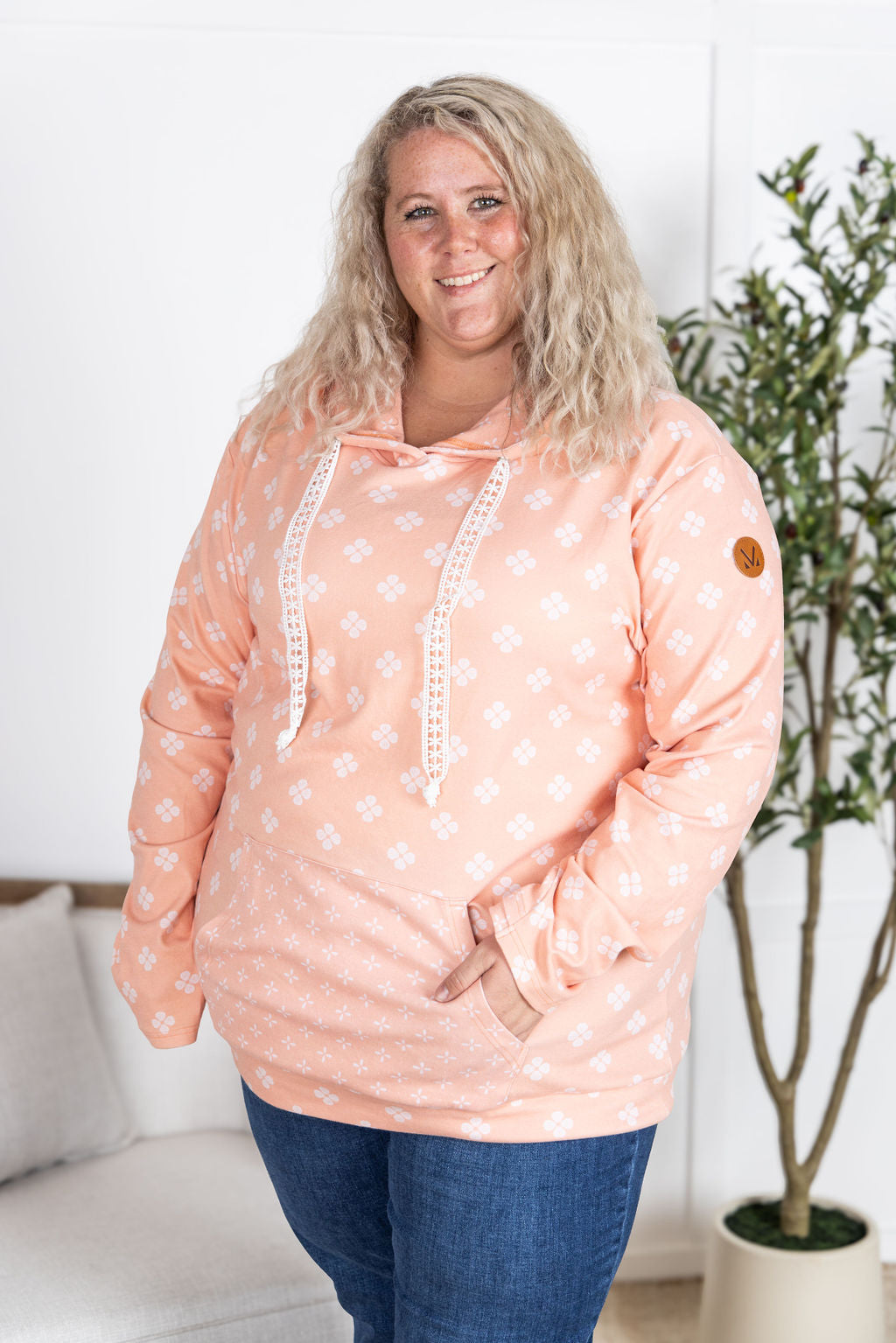 Michelle Mae Hailey Pullover Hoodie - Coral Floral