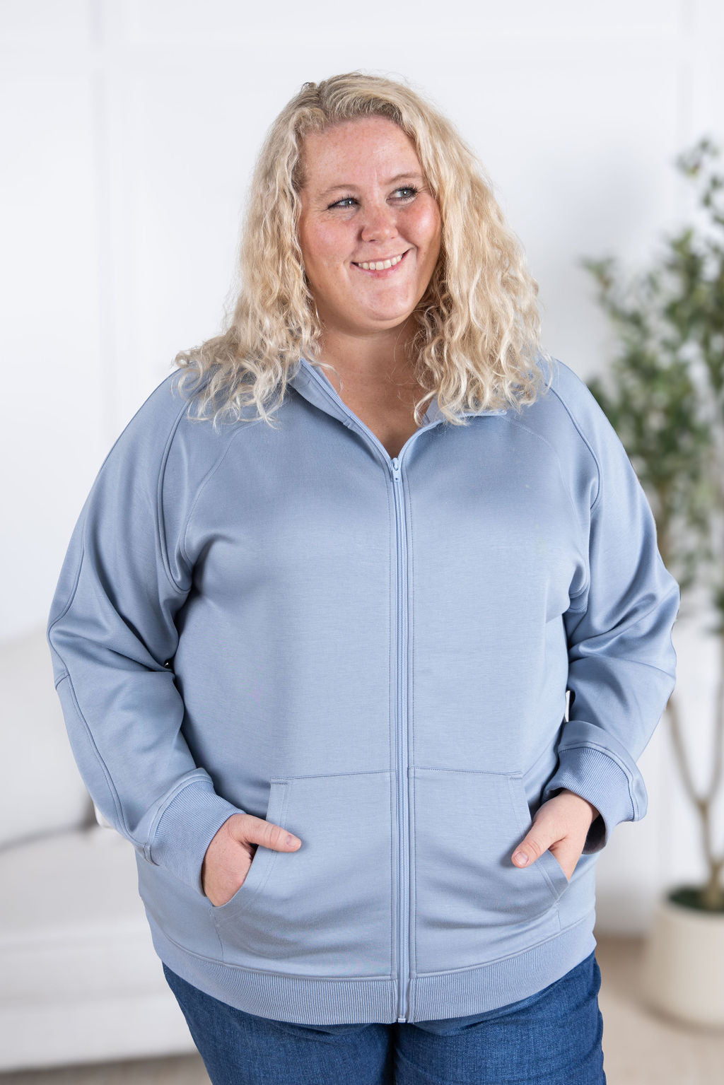 Michelle Mae Scuba Scuba FullZip Hoodie - Dusty Blue