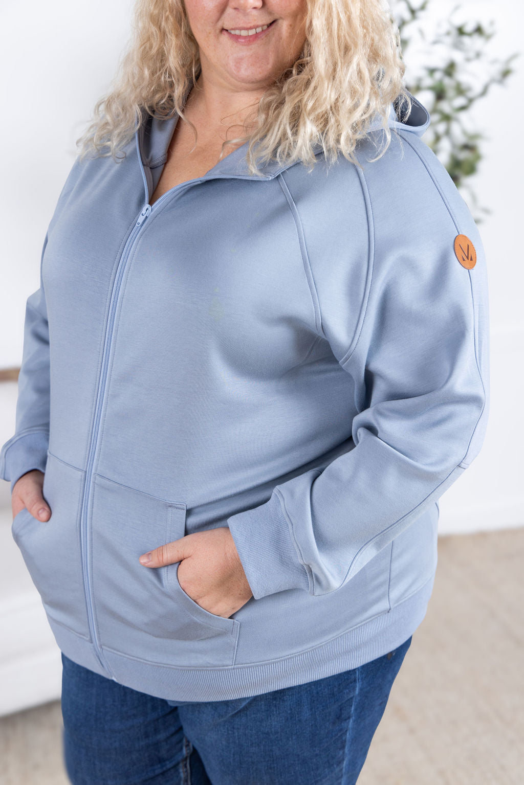 Michelle Mae Scuba Scuba FullZip Hoodie - Dusty Blue