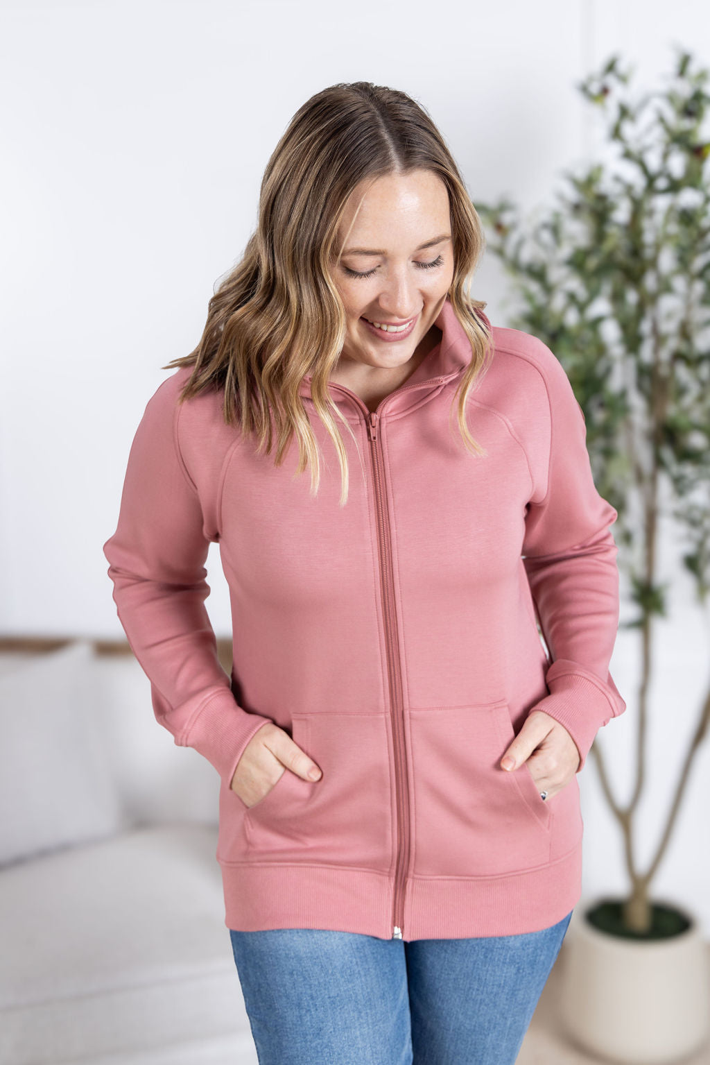 Michelle Mae Scuba Scuba FullZip Hoodie - Rose