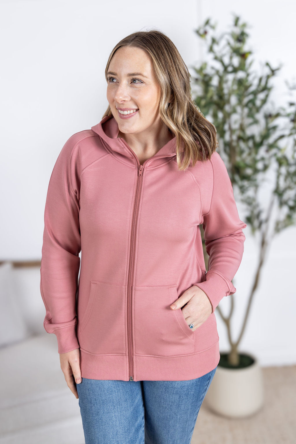 Michelle Mae Scuba Scuba FullZip Hoodie - Rose