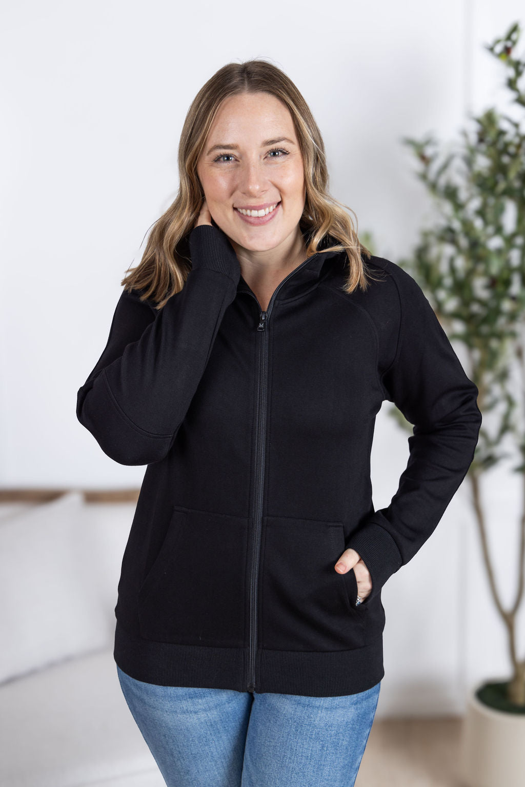 Michelle Mae Scuba FullZip Hoodie - Black