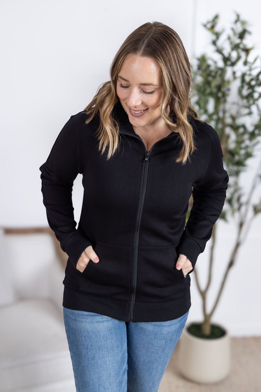 Michelle Mae Scuba FullZip Hoodie - Black