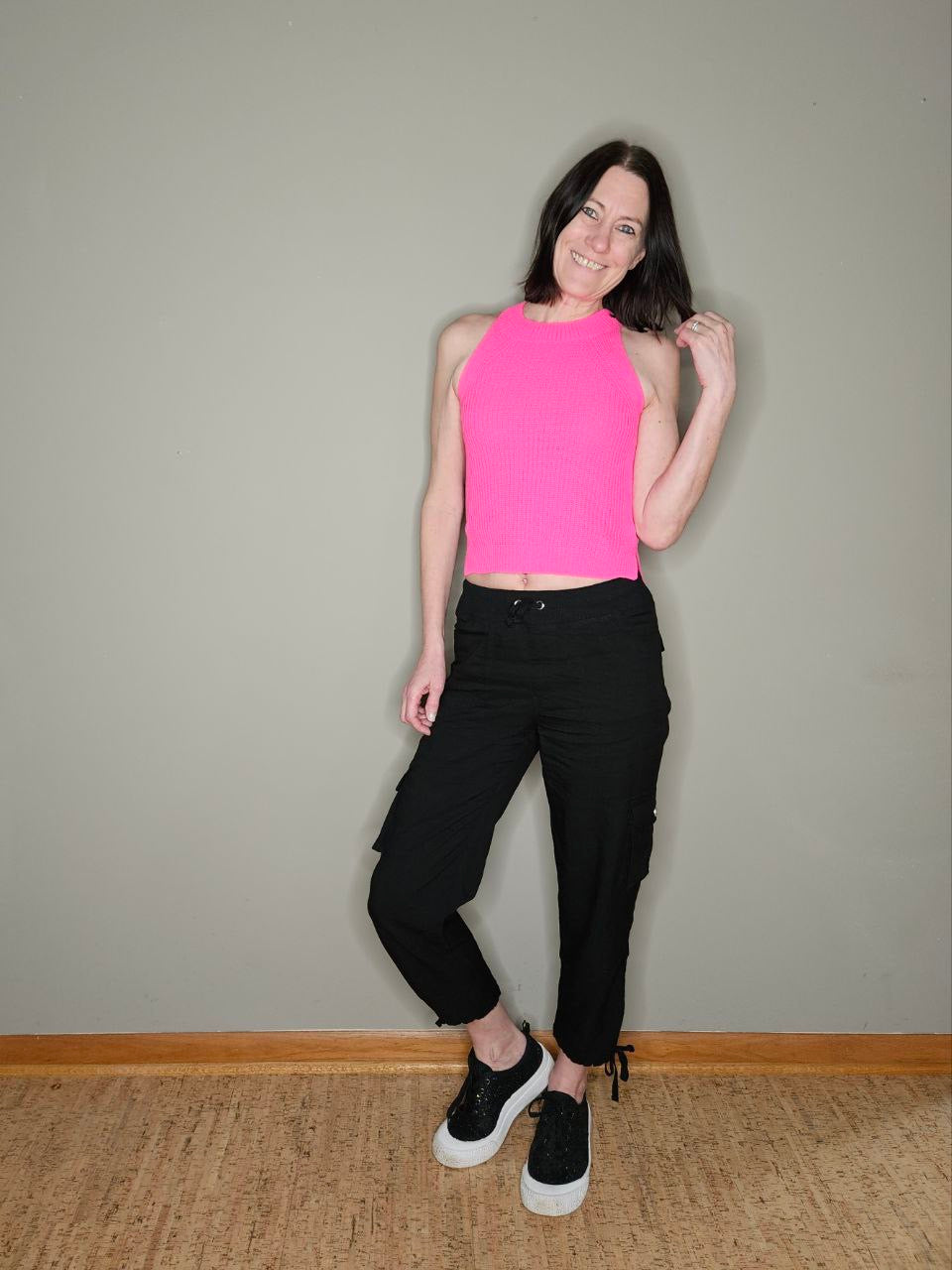 Previous Engagement Halter Neck Sweater Tank in Pink