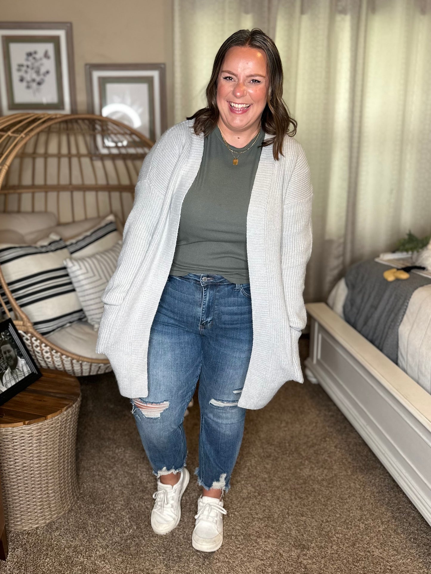 Michelle Mae Layla Sweater Cardigan - Grey
