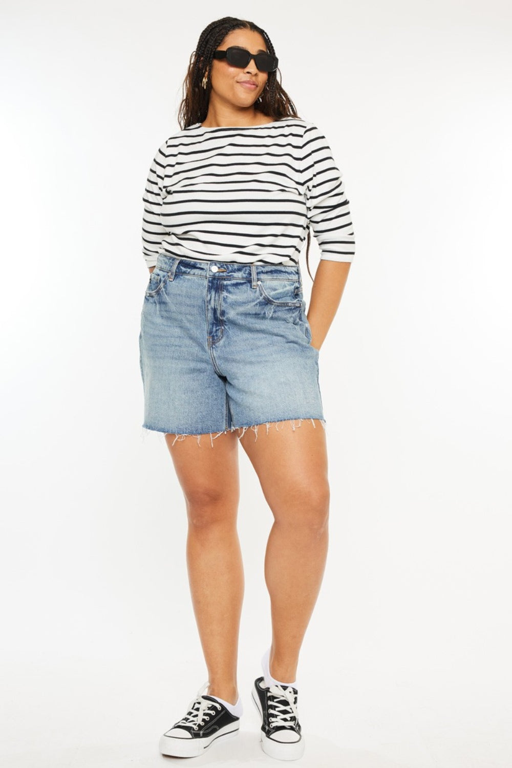 Where The Wind Blows Raw Hem High Waist Denim Shorts