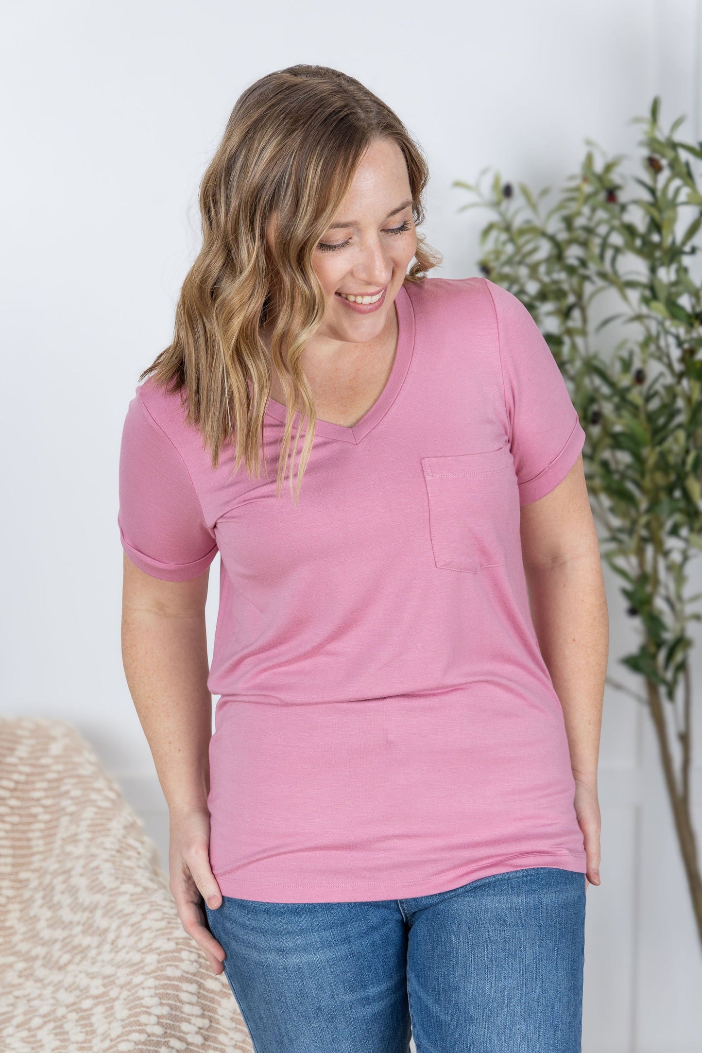 Michelle Mae Sophie Pocket Tee - Rose