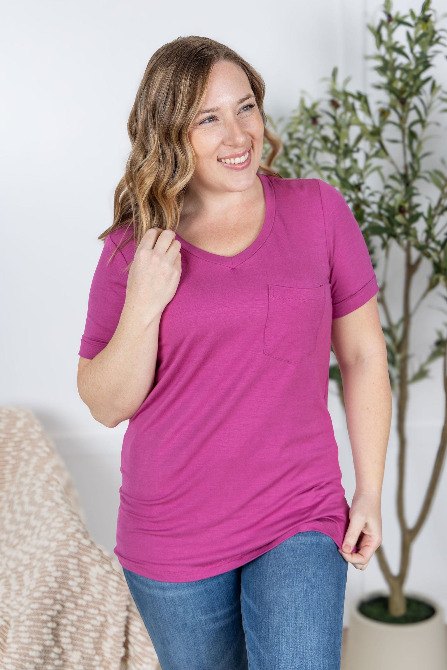 Michelle Mae Sophie Pocket Tee - Magenta