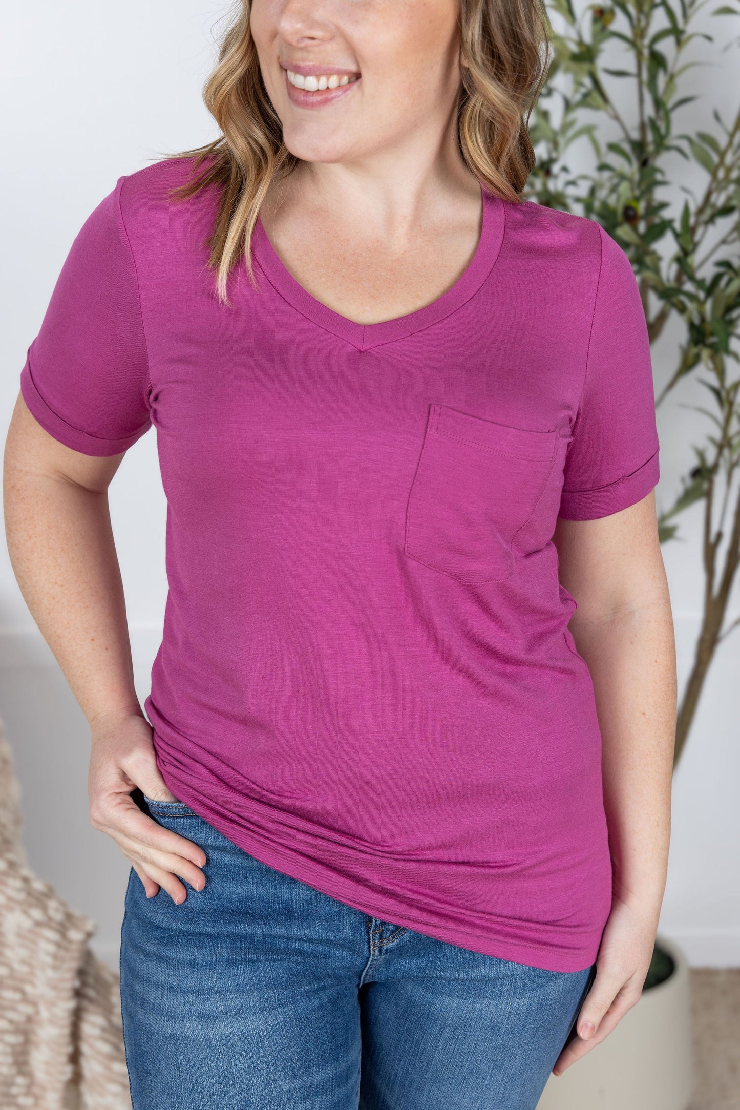 Michelle Mae Sophie Pocket Tee - Magenta