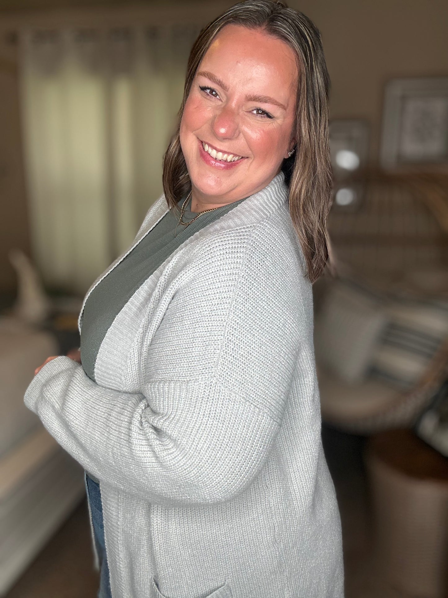 Michelle Mae Layla Sweater Cardigan - Grey