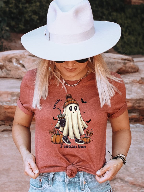 Bruh I Mean Boo Graphic Tee, T Shirt (PLUS)