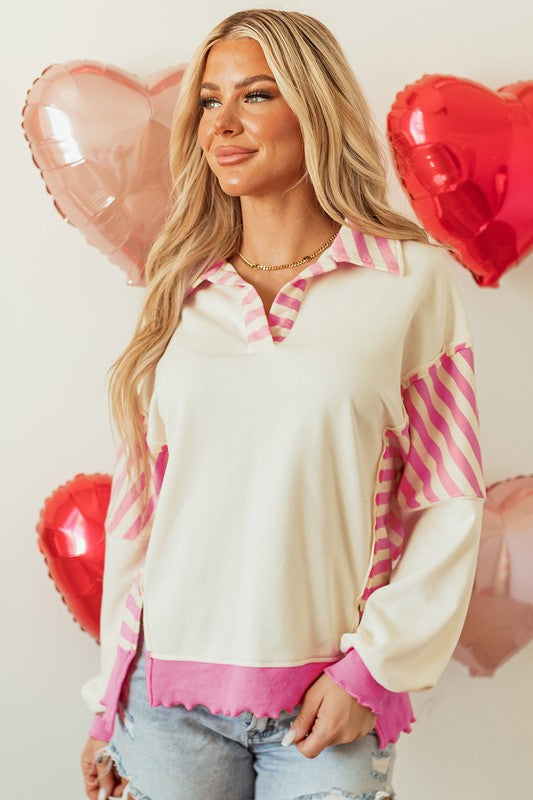 Chic Stripes Collared Top