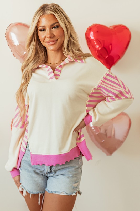 Chic Stripes Collared Top