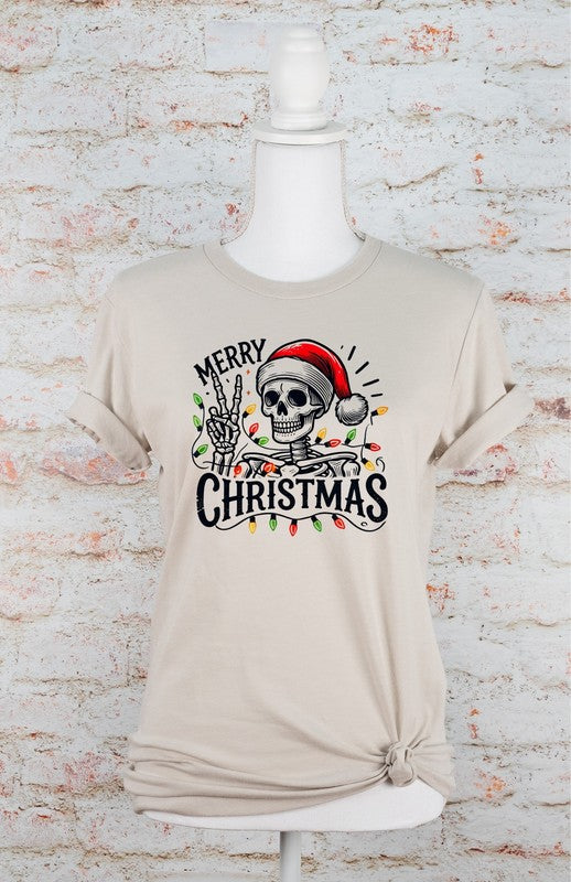 Merry Christmas Skeleton Holiday Graphic Tee (PLUS)