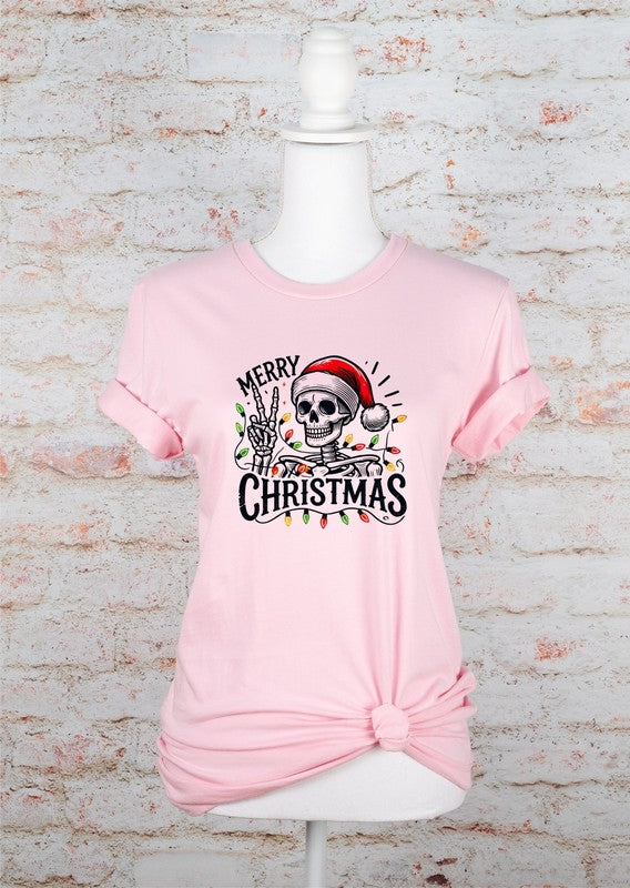 Merry Christmas Skeleton Holiday Graphic Tee (PLUS)