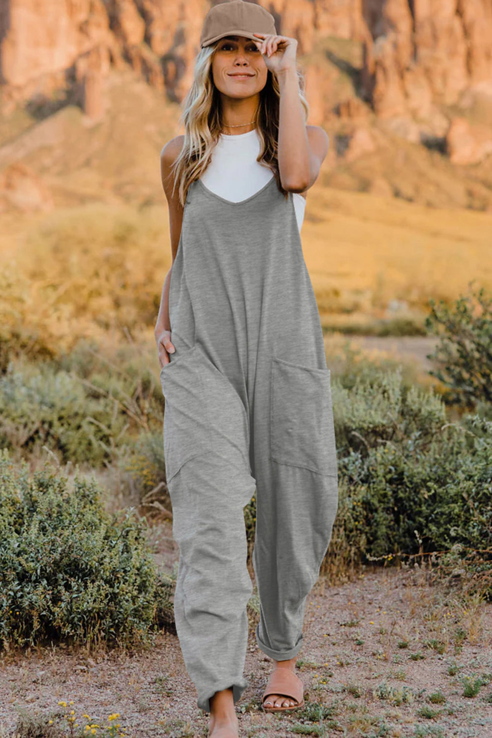 Double Take Jumpsuit with Pockets