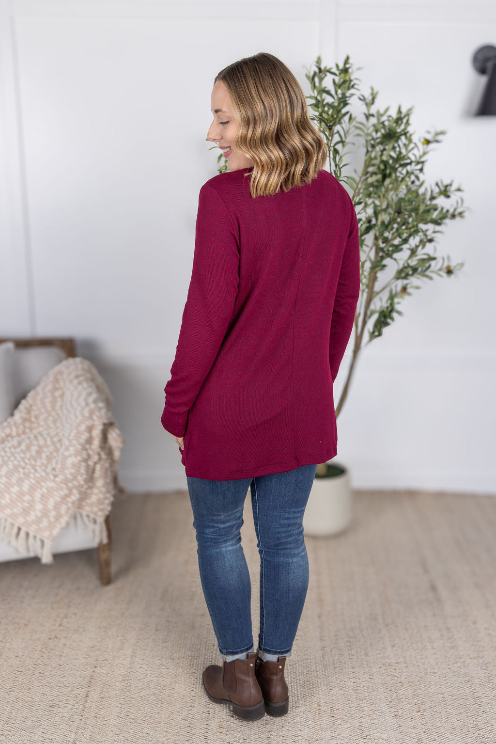 Michelle Mae Cori Cardigan - Burgundy