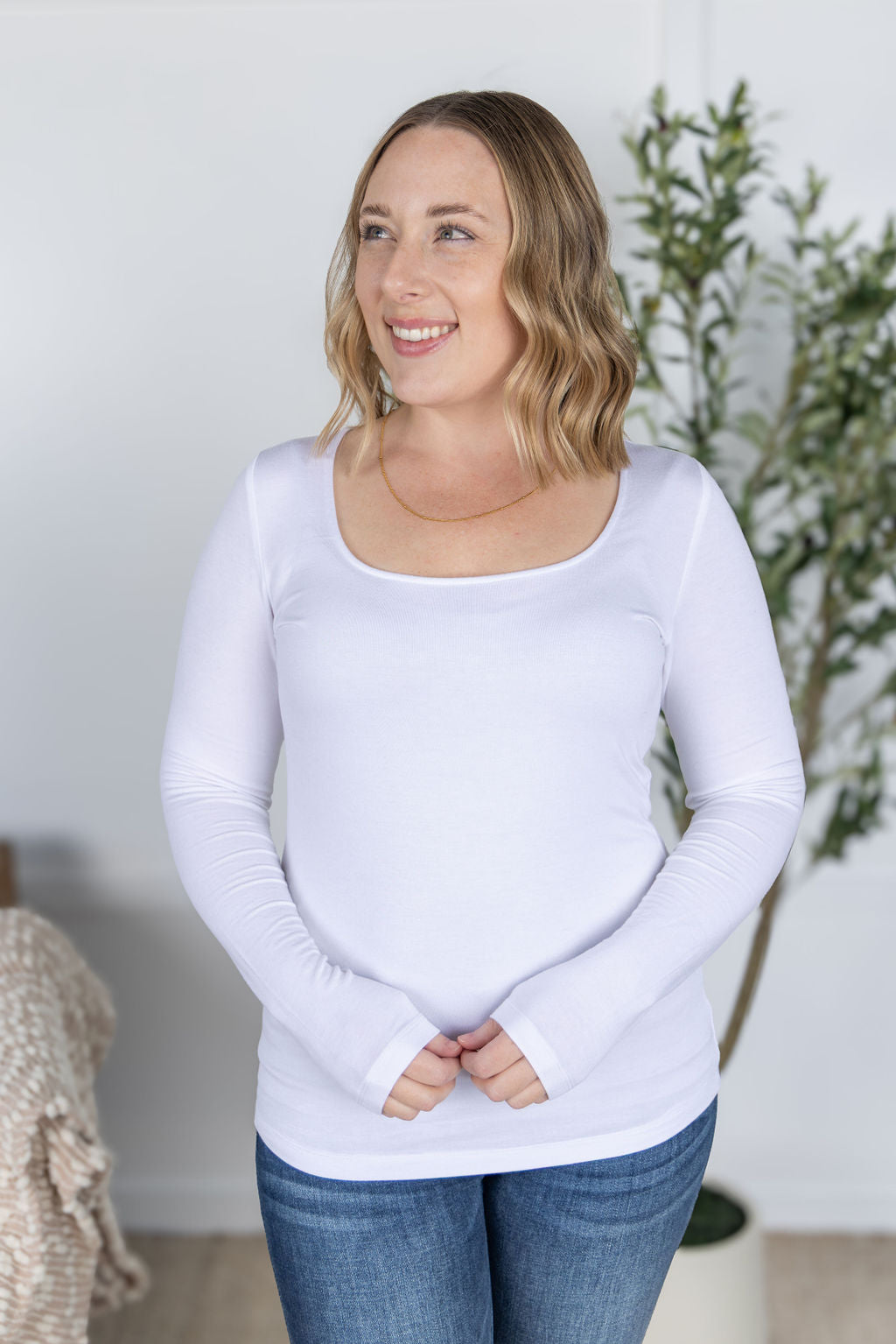 Michelle Mae Alyssa Long Sleeve Top - White