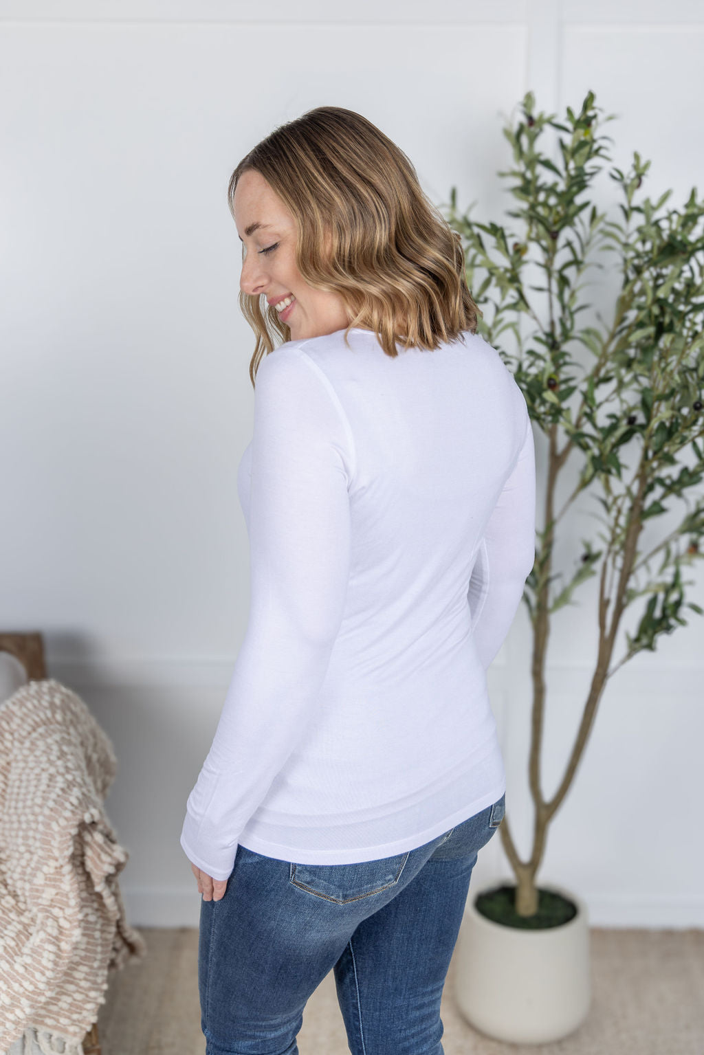 Michelle Mae Alyssa Long Sleeve Top - White