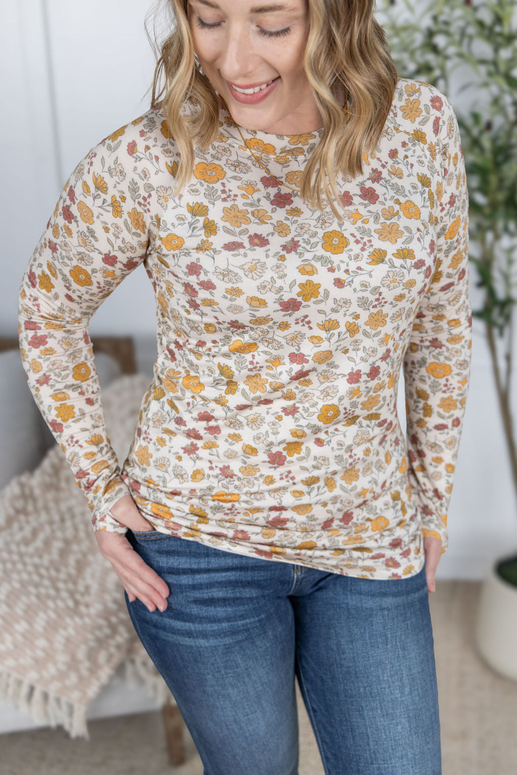 Michelle Mae Blair Long Sleeve Top - Fall Vintage Floral