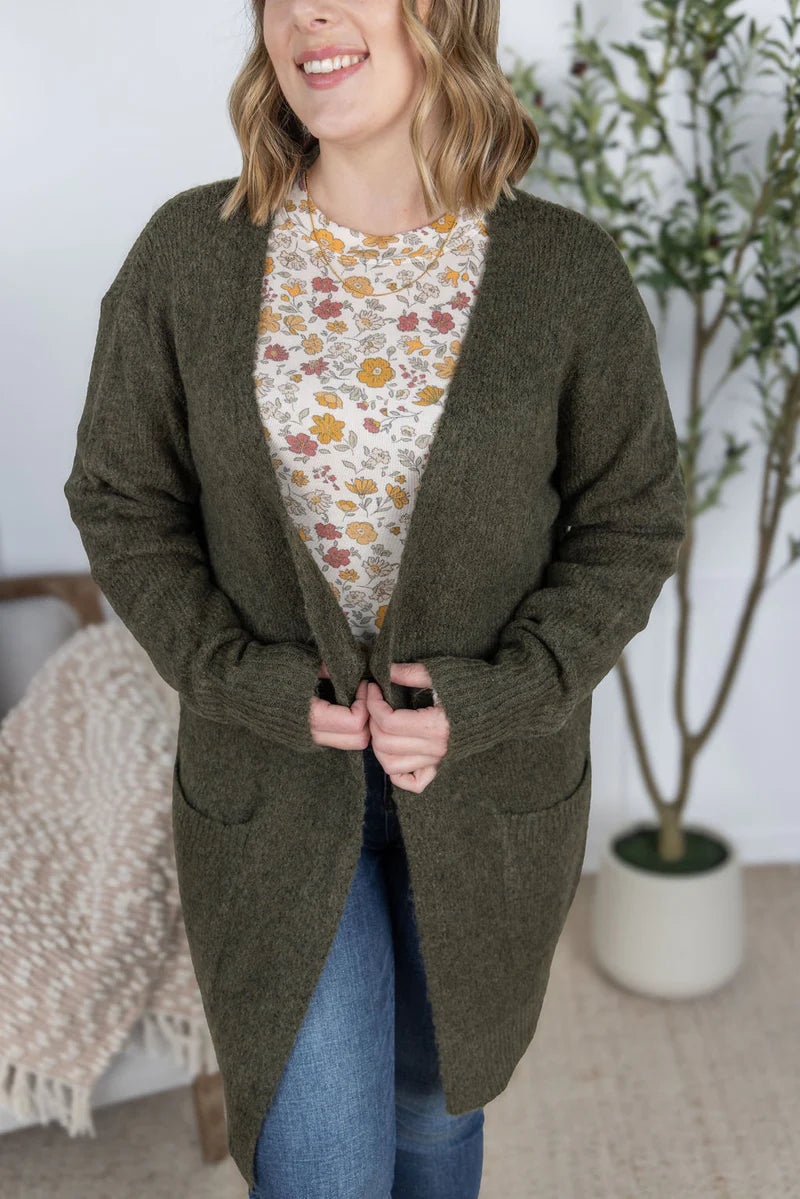 Michelle Mae Madison Cozy Cardigan - Dark Olive