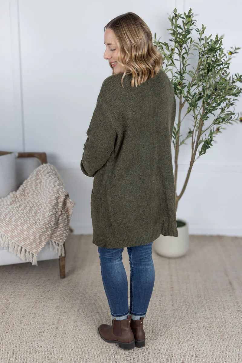 Michelle Mae Madison Cozy Cardigan - Dark Olive