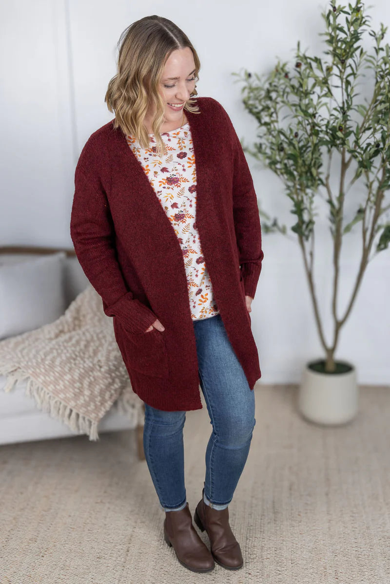 Michelle Mae Madison Cozy Cardigan - Burgundy