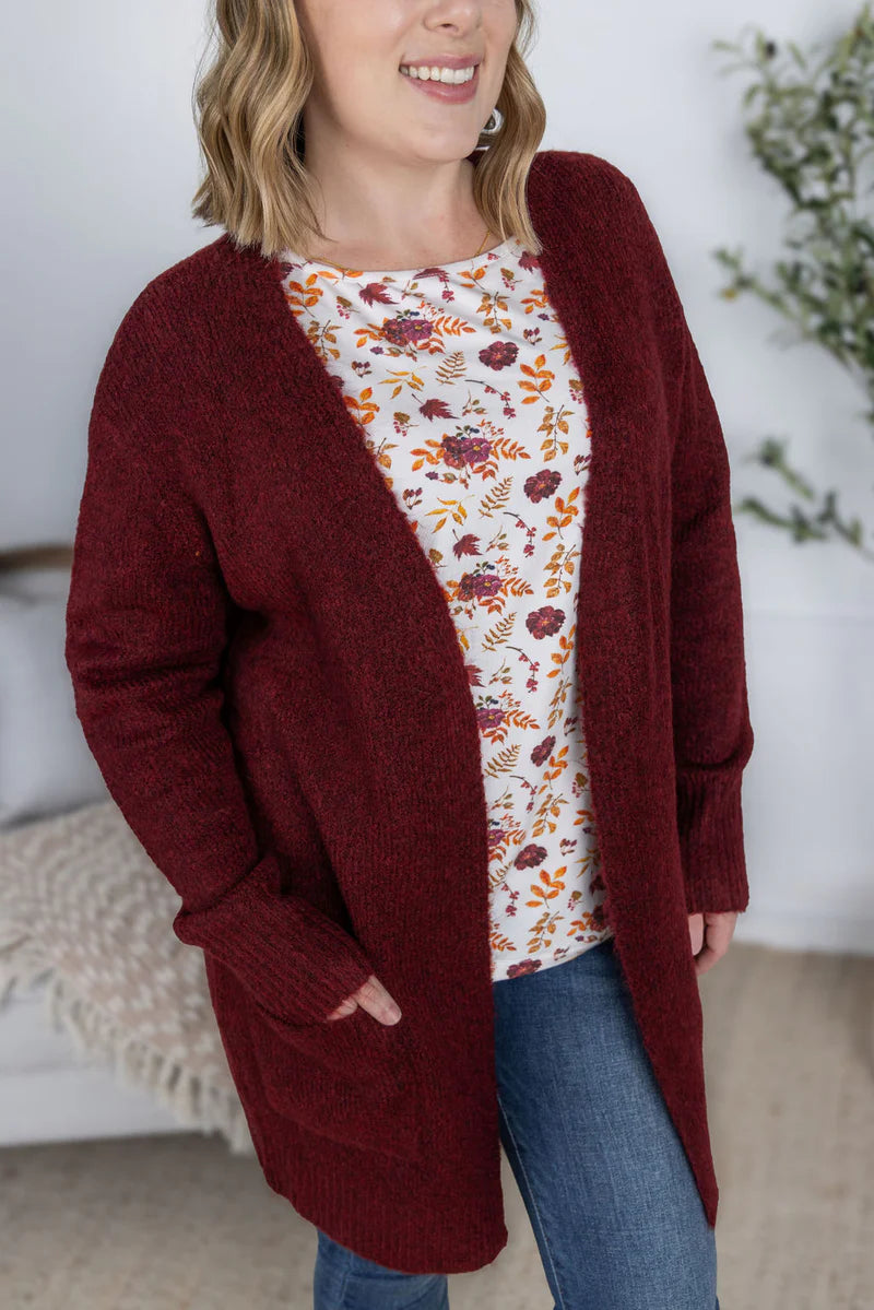 Michelle Mae Madison Cozy Cardigan - Burgundy