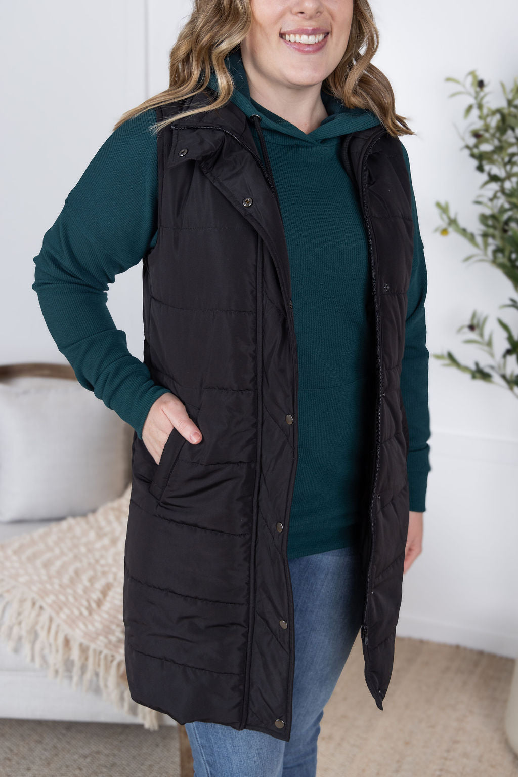 Michelle Mae Harlow Long Vest - Black