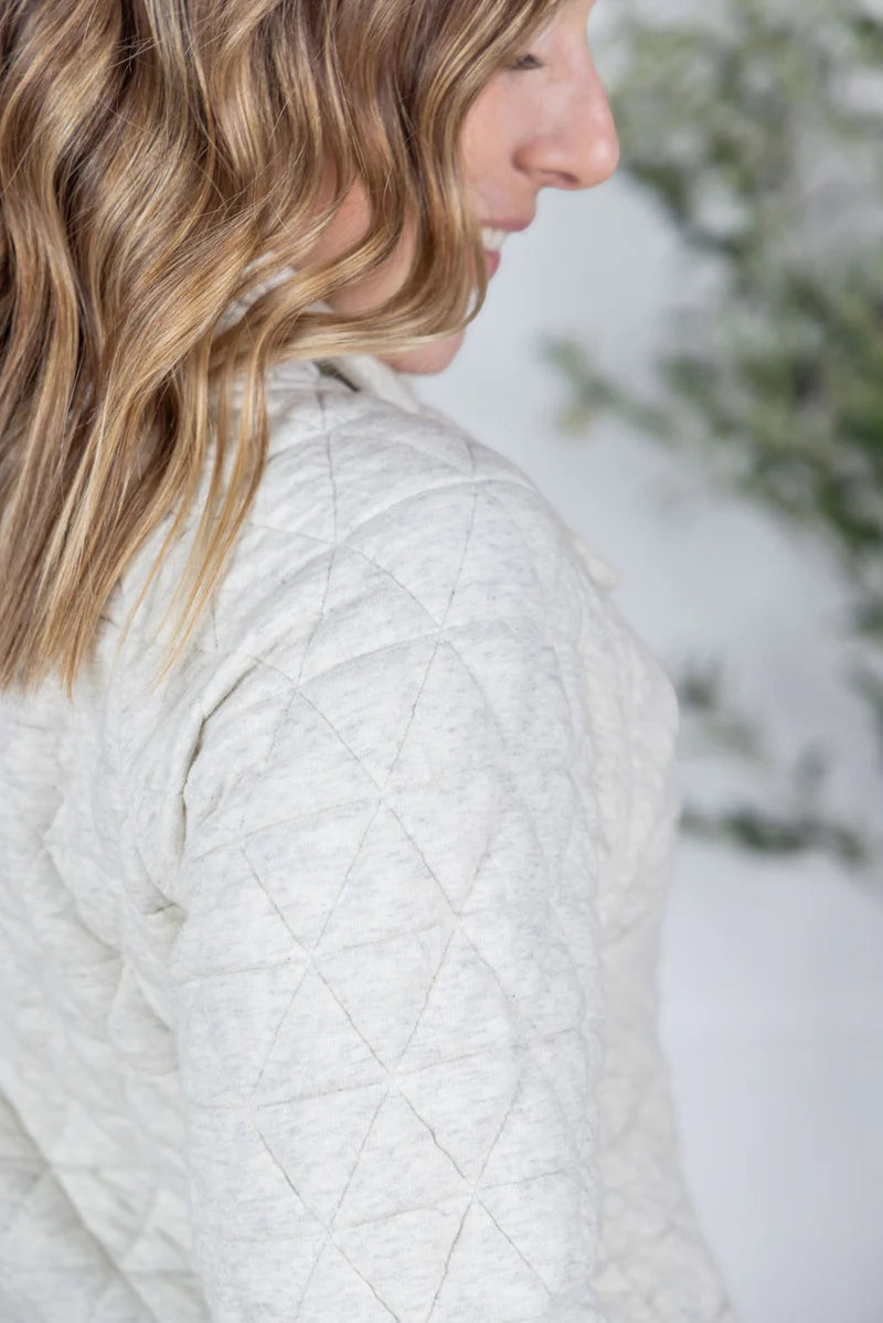 Michelle Mae Geometric Button Snap Pullover - Oatmeal