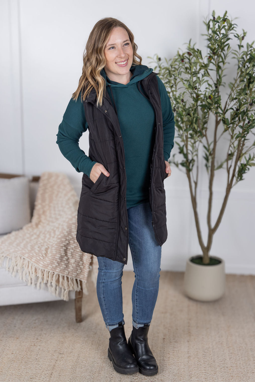 Michelle Mae Harlow Long Vest - Black