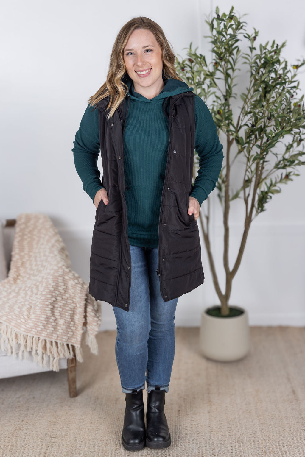 Michelle Mae Harlow Long Vest - Black