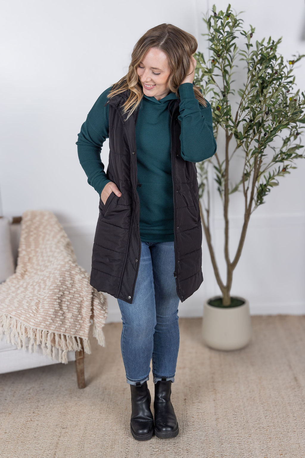 Michelle Mae Harlow Long Vest - Black