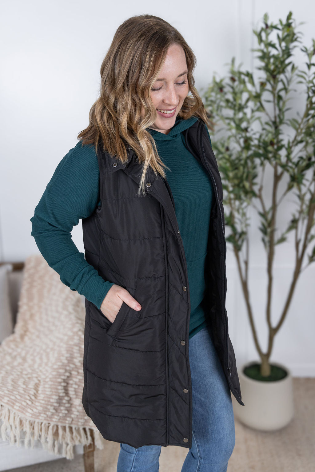 Michelle Mae Harlow Long Vest - Black