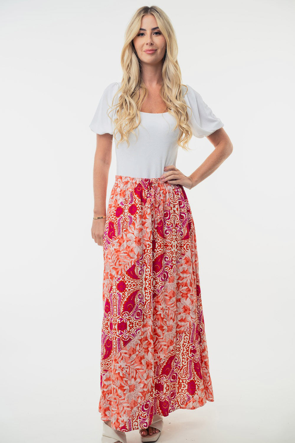 Hillary's High Waisted Floral Woven Skirt