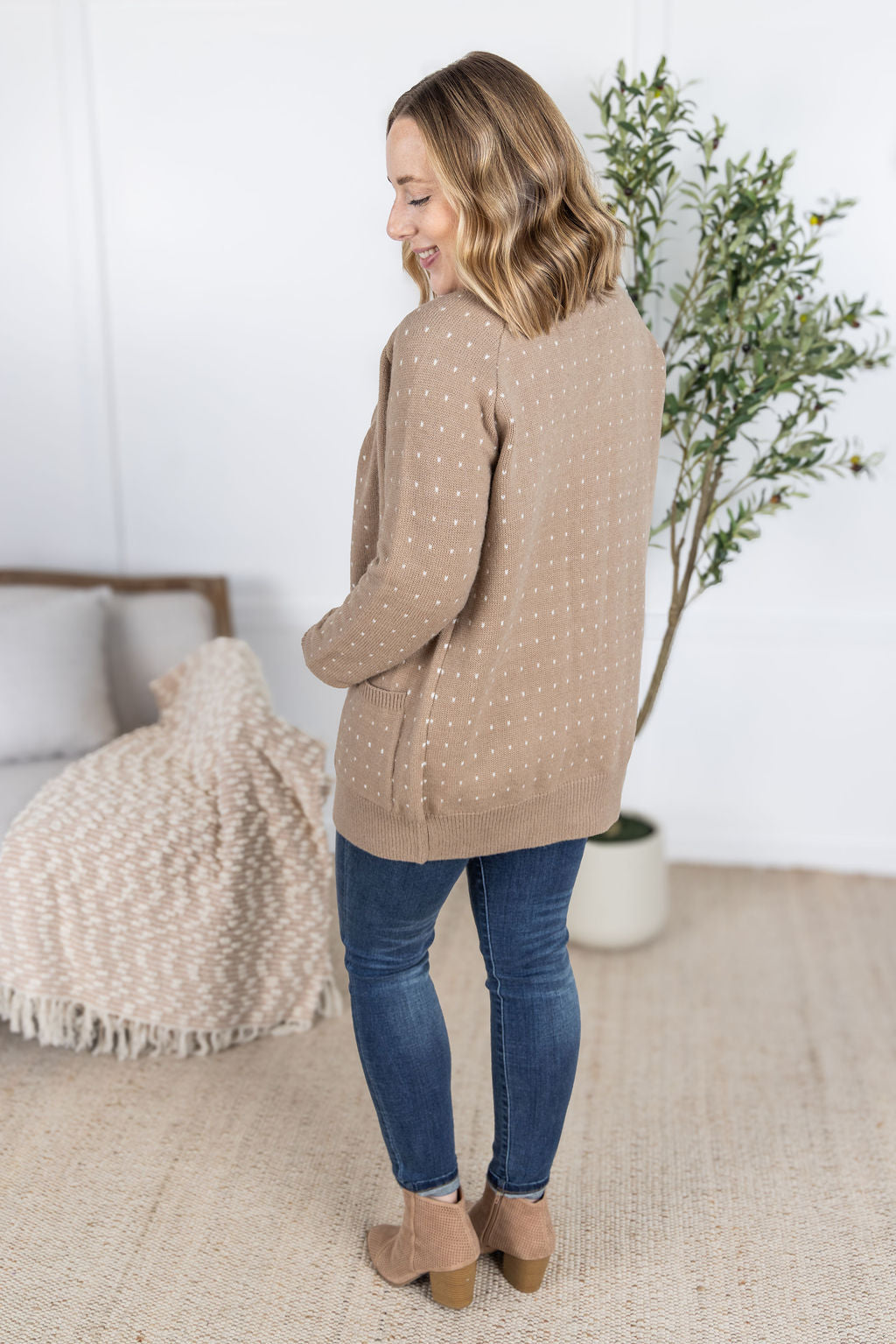 Michelle Mae Dalilah Dot Cardigan - Tan