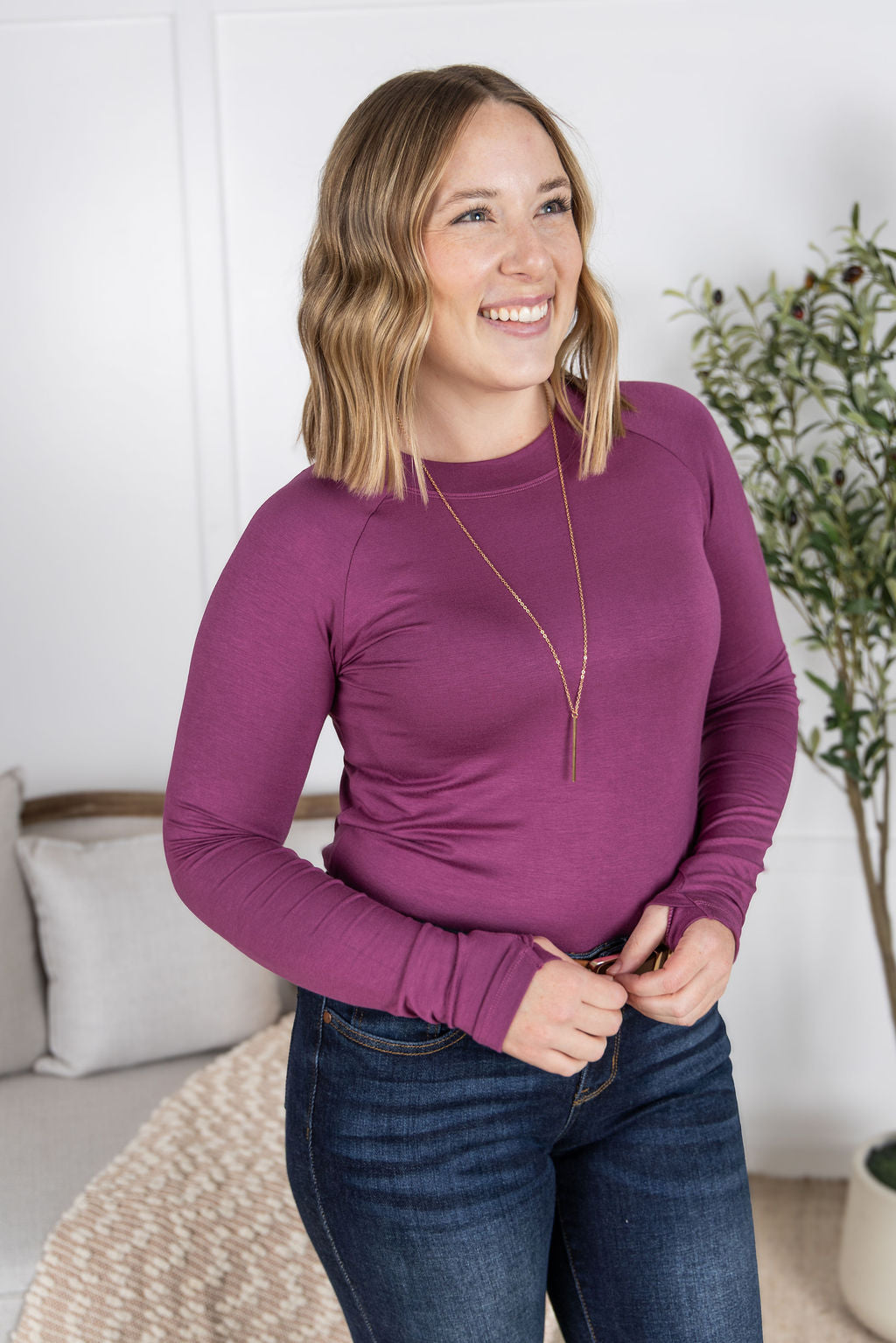 Michelle Mae Blair Long Sleeve Top - Mulberry