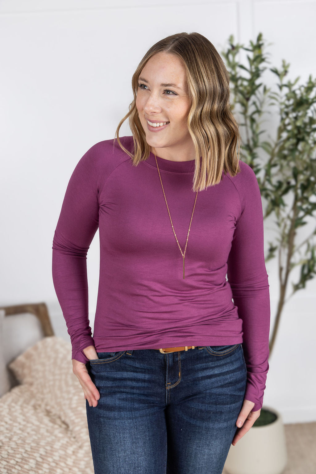 Michelle Mae Blair Long Sleeve Top - Mulberry